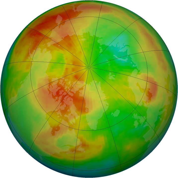 Arctic ozone map for 15 March 1992